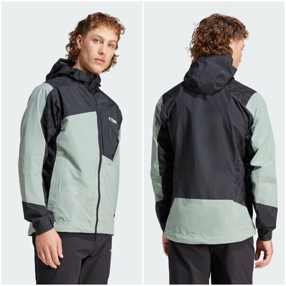 NWT Adidas TERREX Xperior Hybrid RAIN.RDY Rain Jacket S small silver green black - Picture 2 of 12